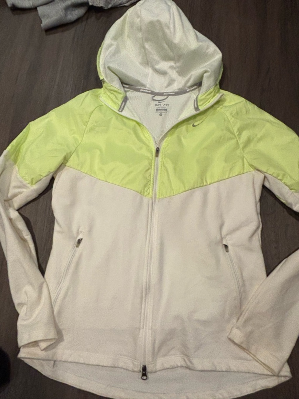 Nike White and Lime Green Hooded Utility Jacket